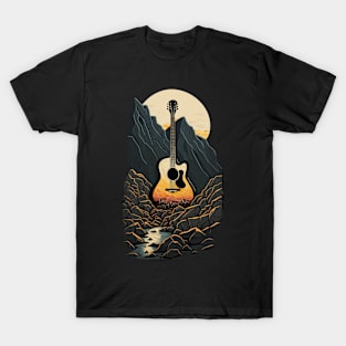 Retro Guitar Gift Guitarist Rock Concert Festival Guitar T-Shirt